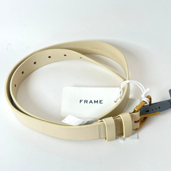 Frame Twist Buckle Leather Belt Ivory Color Size Medium main image 7